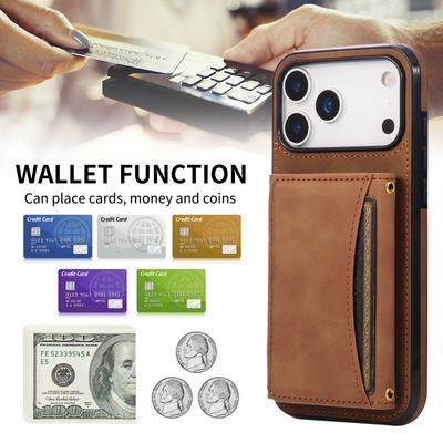 Skórzany Wielofunkcyjny Portfel Etui na Karty Etui na Telefon dla IPhone 17 Air 16E 16 Pro Max 15 Plus 14 13 12 Mini 11 XR X XS Pokrowiec Ochronny
