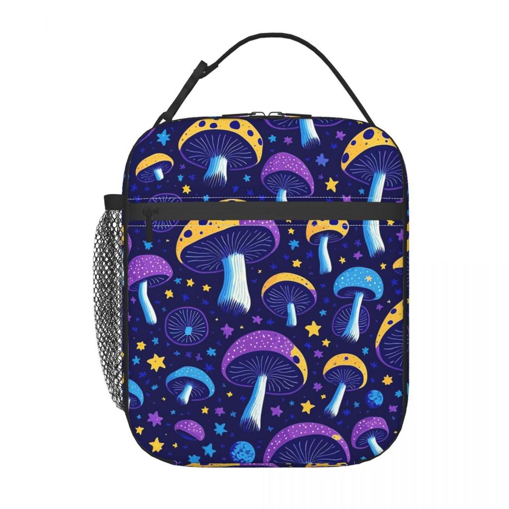Colorful Magical Mushrooms Pattern Insulated Lunch Bag for Women Children Portable Food Boxes Thermal Lunch Box Tote