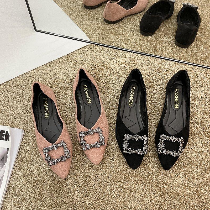 Flat Single Shoes Women's   Loafers Ladies Comfortable Luxury Rhinestone Brand Shoes Black Woman Autumn Summer