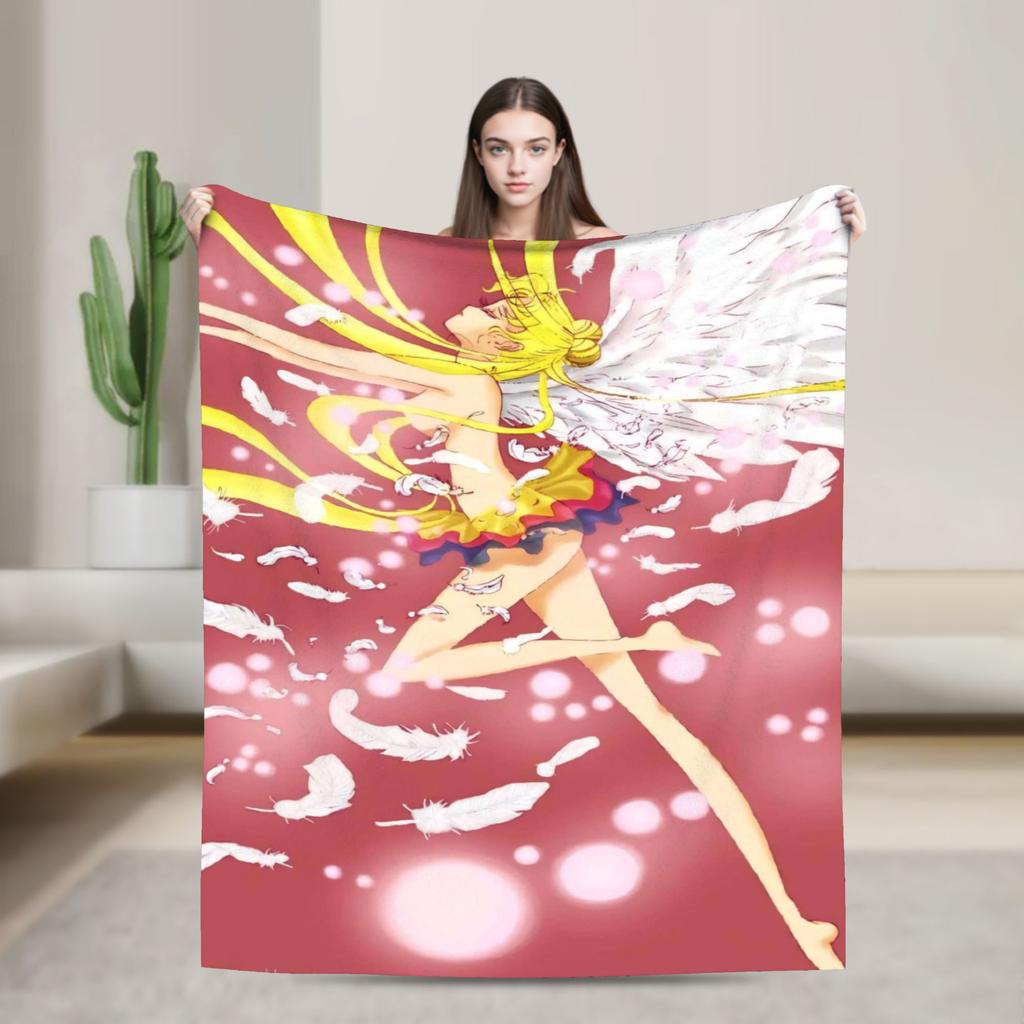 S-SAILOR Anime M-MOON Blankets Warm Soft Funny Plush Bedding Throws For Children Home Decor Flannel Bedspread Bed Cover