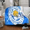 Leicester Football Club Crest Flannel Blanket, Soft Polyester, Modern Design, All-Season for Camping, Travel, Gifts for holidays or birthdays