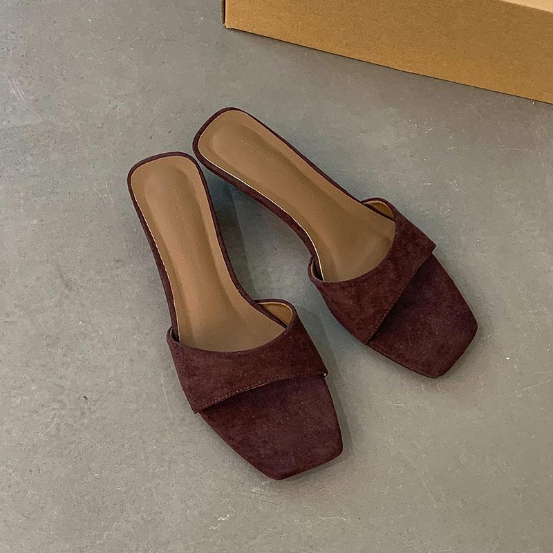 Mode Schuhe Keile Pantoletten Hausschuhe Schuhe für Frauen Neu 2025 Sommer Mode Quadratische Zehen Damen Keilabsatz Pantoletten Schuhe Weibliche Sandalen