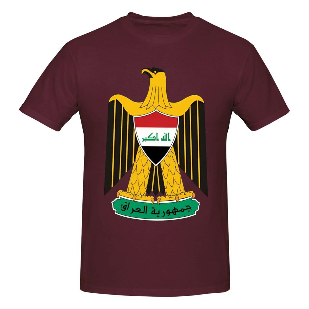 Iraq Flag On Iraqi Emblem In Golden Awesome T Shirts Graphic Y2k Unique Quality T Shirts For Unisex Wounisex Tops