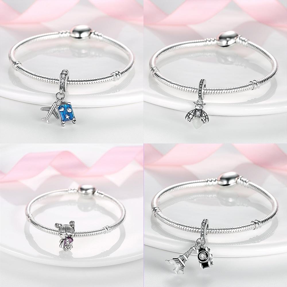 Exquisite Elegant Copper Charms Cat Moon Love Heart Beads Fit Original Pan Bracelet Making For Woman Jewelry Fashion Pendant