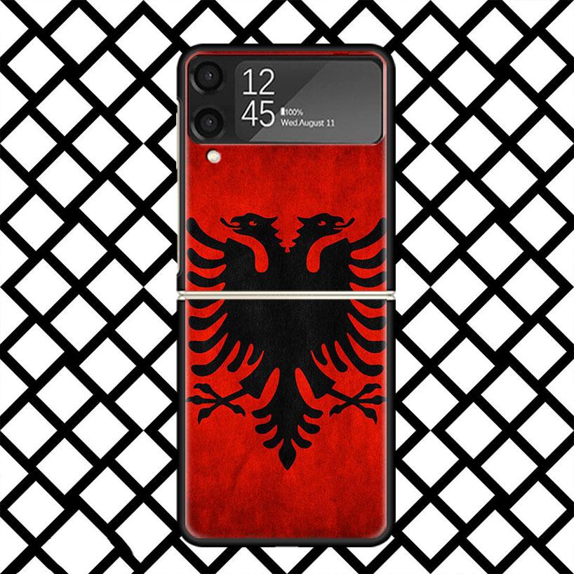 Albania Flag Phone Case For Samsung Z Flip 7 6 5 4 3 Galaxy ZFLIP7 ZFlip6 5G Flip5 Flip4 Flip3 5g Black Hard Cover