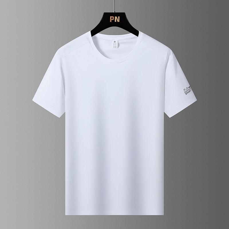 

Dmao Ice Silk Short Sleeve High Quality Round Neck T-shirt Casual Sports Men s T-shirt XL білий