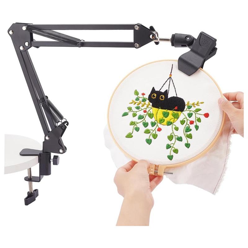 

AEE2-Black Embroidery Table Stand Kit Hand Embroidery Hoop Holder 360 Rotated Embroidery Holder Stand For Embroidery Hoops чорний