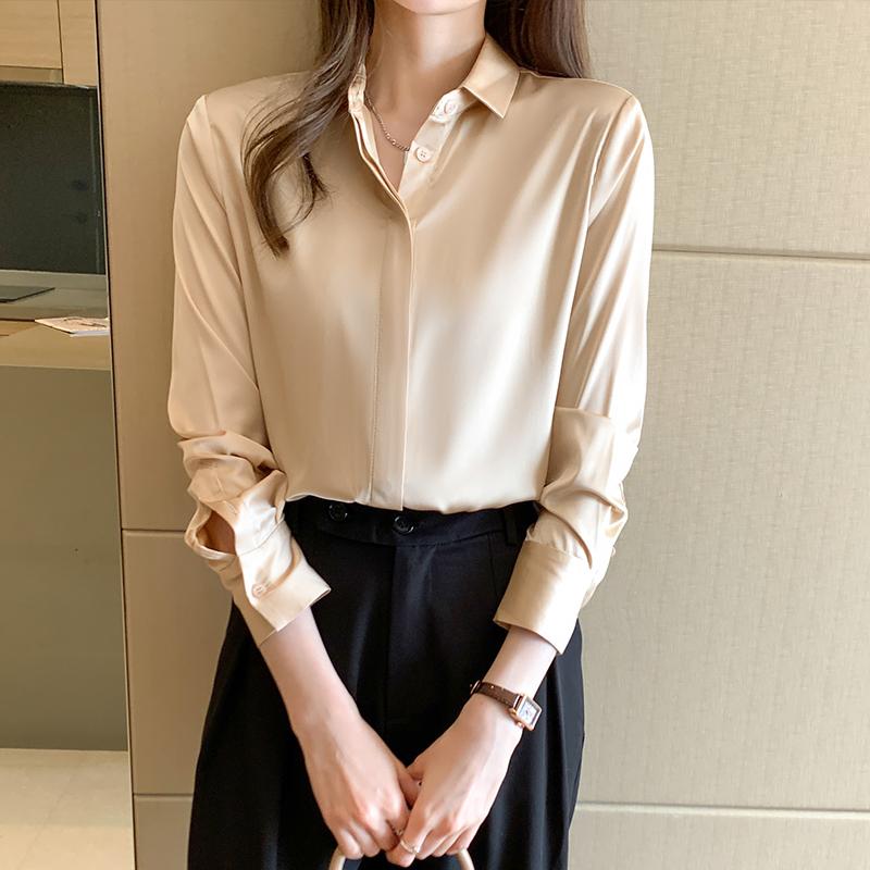 Fashion Blouses Shirts Long Sleeve Turn Down Collar Office Lady White Black Chiffon Blouse Shirt Women Tops J749