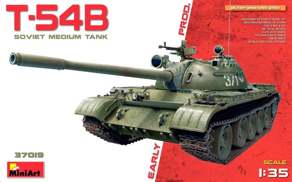 Miniart scale Soviet Medium Early Production Plastic MA37019 1/35 T-54B Tank, Model,