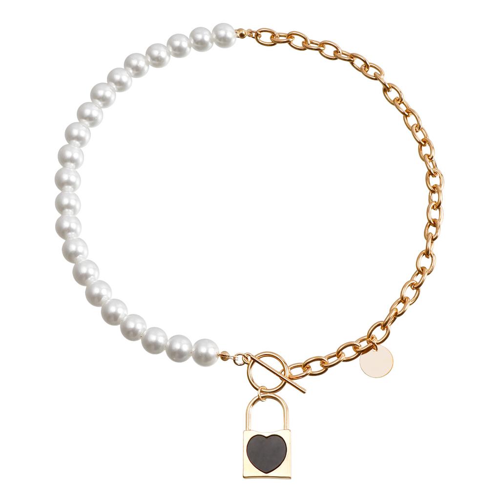 Foreign Trade Jewelry, Fashionable Imitation Pearl Splicing Chain Necklace, White Imitation Fritillary Pentagram Sweater Chain