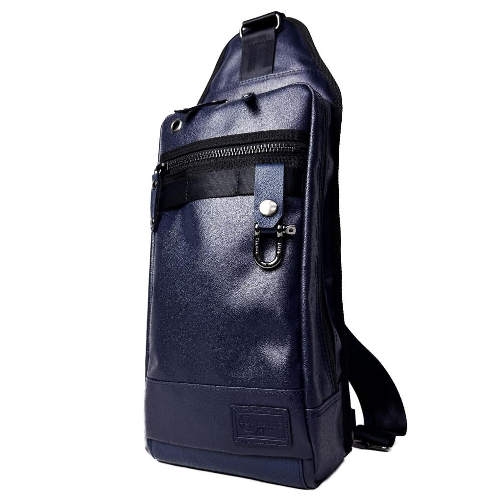 Morino Canvas SF-198PKL Body Bag, Kashiwa Leather Collaboration Model, One-Shoulder Bag, Men's Bag, Made in Japan with Materials Adopted by the Japan