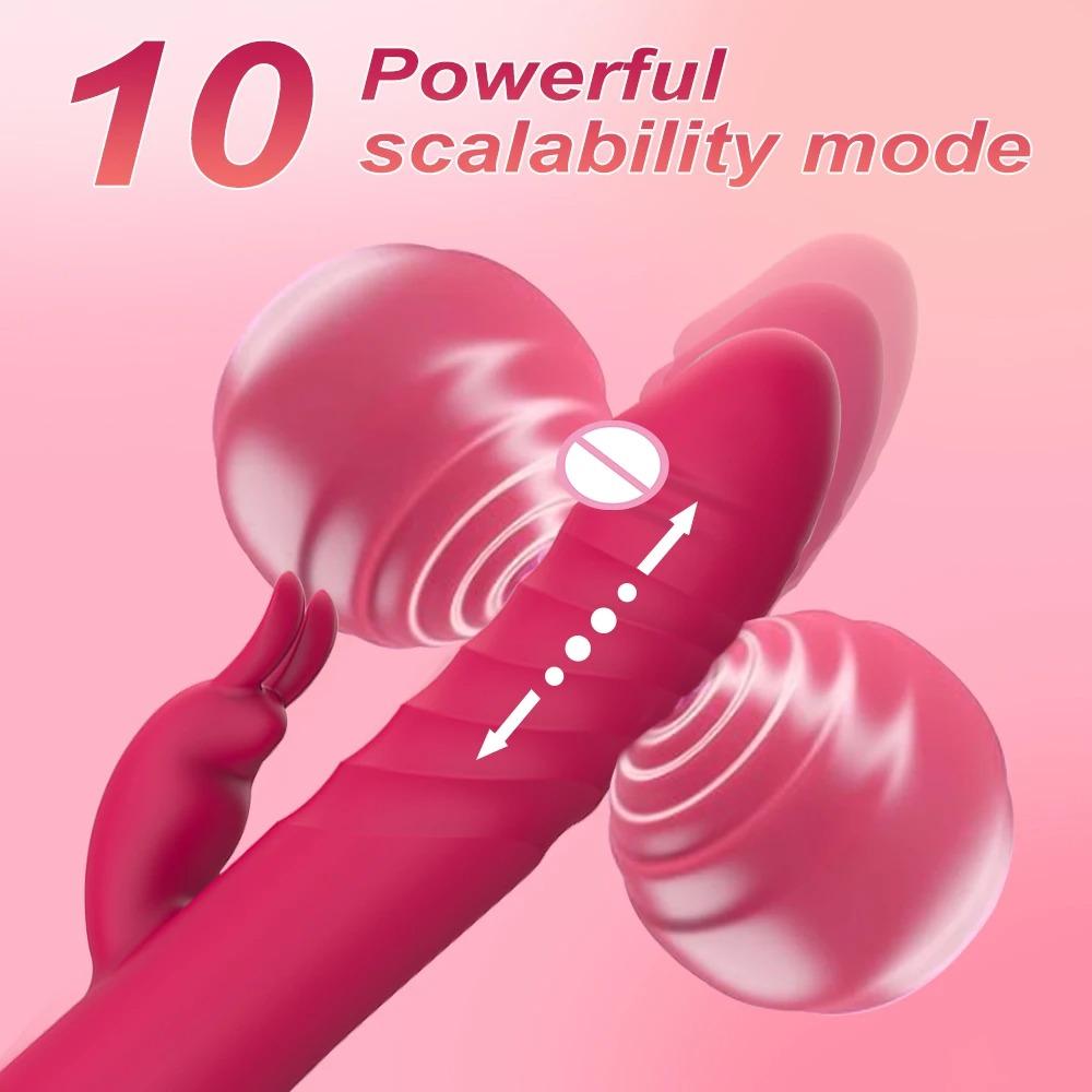 Powerful 10 Vibrating Female Masturbator Rabbit Vibrator Nipple Clitoris G Spot Stimulator Dildo Massager Sex Toys for Women 18+