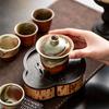 Retro Firewood Burning Ercai Cover Bowl Ceramic Teacup Tea Bowl Hover Cover Bowl Single Non-hot Kung Fu Tea Set Gift Box