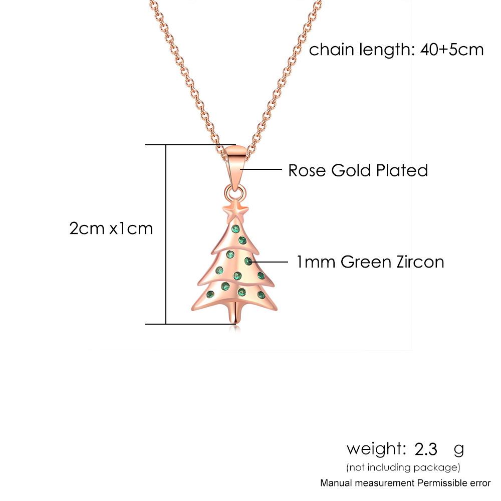 Christmas Tree Pendant Necklace For Women Aesthetic Green Crystal Gold Color Korean Fashion Choker Chains Neck Jewelry Gift N181