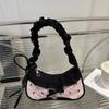 Korean Style Bow Shoulder Bag Pink Crossbody Bag Sweet Underarm Handbag  Outdoor
