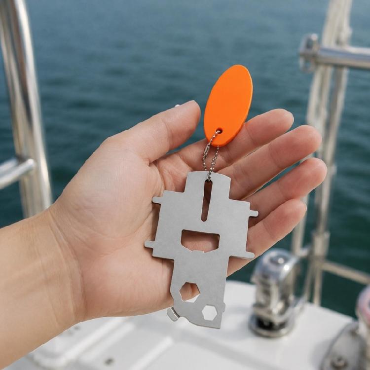 Marine Hardware Tool, 304 Stainless Steel Deck Fill Plate Key Floating Keychain for Boat Dock Work, Water-Side Tasks
