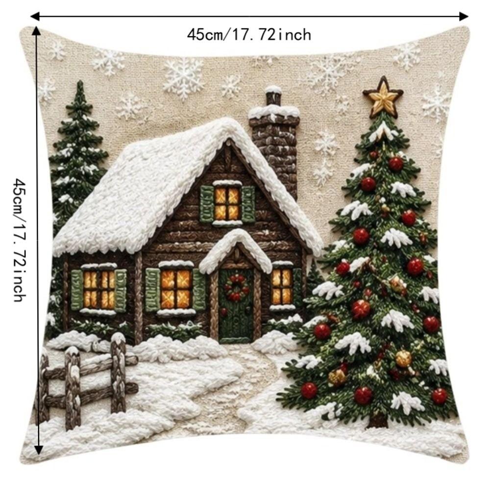 Soft Christmas Pillow Covers 2D Printed Xmas Pillowslip Xmas Throw Cushion Case Car