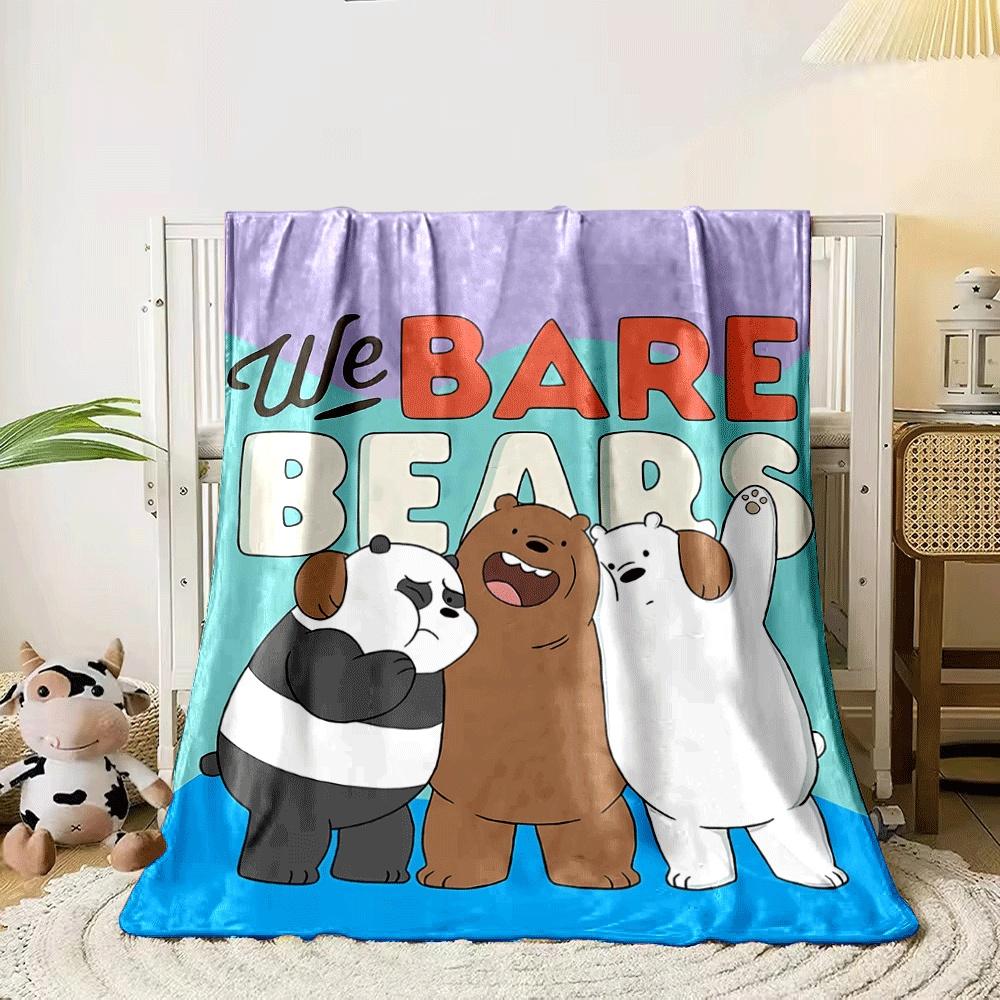 Three Cartoon Bears with Distinct Colors Stand Under Bold Title Text. for All Seasons Blanket Lunch Break Throw Gift