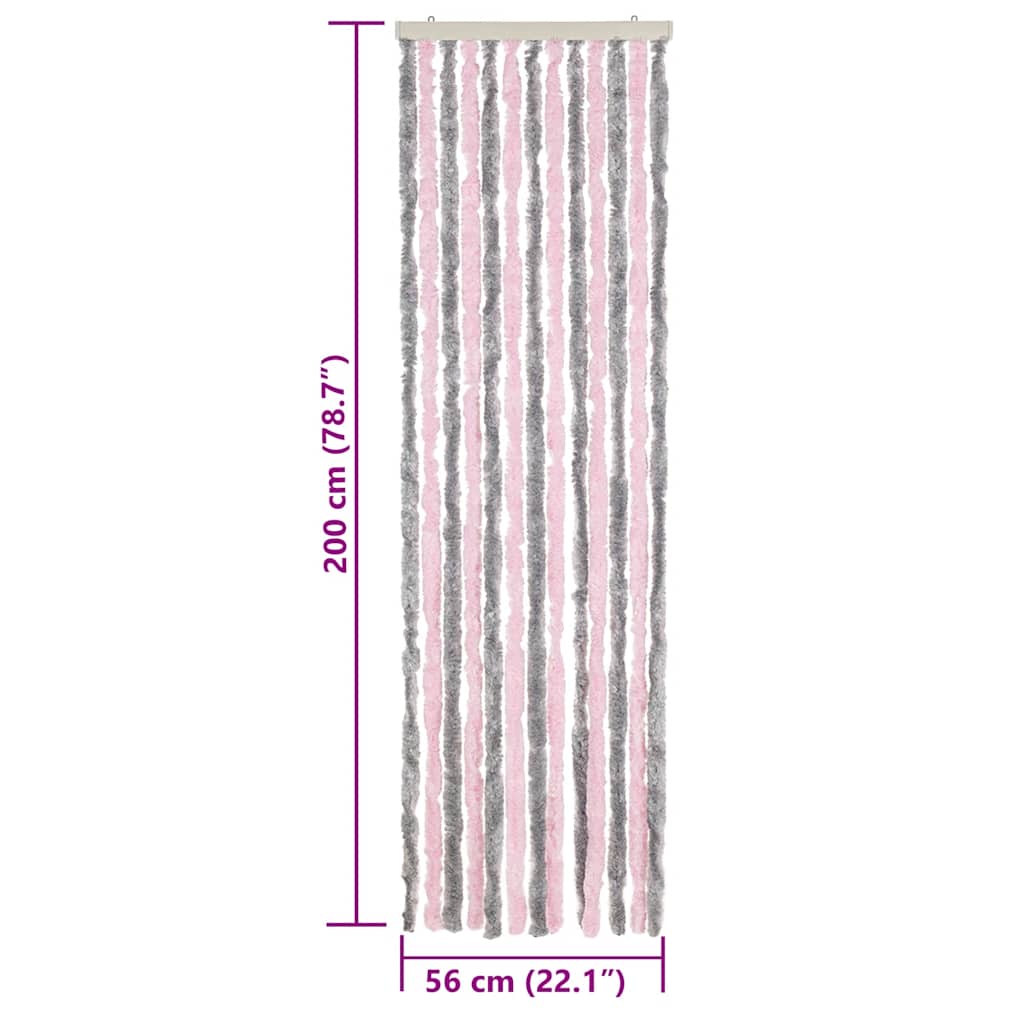 Fly Screen Curtain in Silver Gray and Pink 56 x 200 cm Chenille