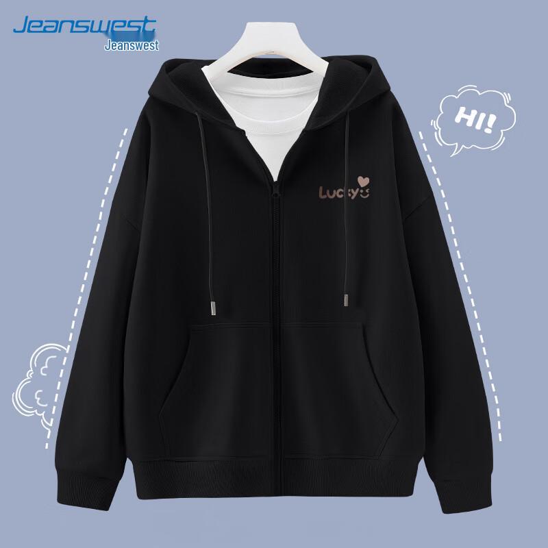 

JEANSWEST Women s Casual Hooded Zip-Up Sweatshirt L
