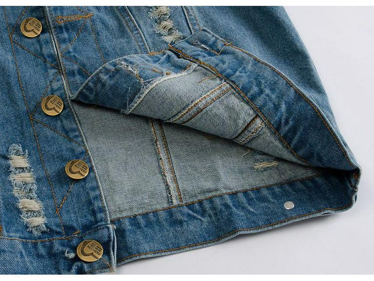 Herrväst i Koreansk Stil, Smal Passform, Riven Denimbäst - Ärmlös Topp för Vår/Sommar/Höst