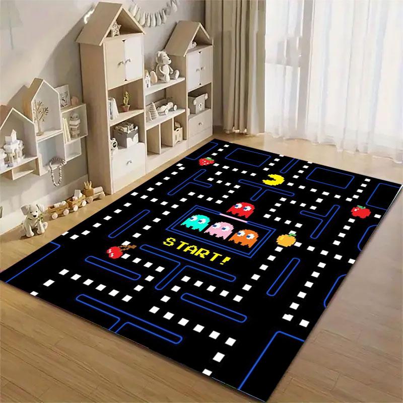 Pac-Man Game Theme Rug Non-Slip Round Carpet Gaming Room Bedroom Living Room Floor Mat Decoration