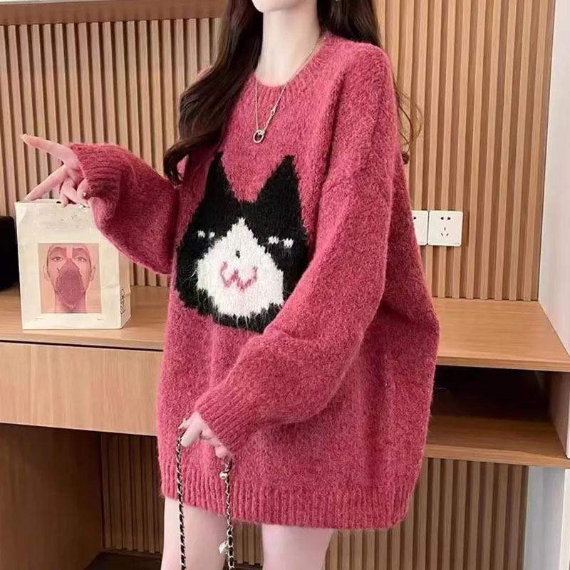 Pullover für Damen Herbst Winter Verdickter Pullover Warm Gestrickt Dehnbar Langarm Oversize Jumper Oberteile