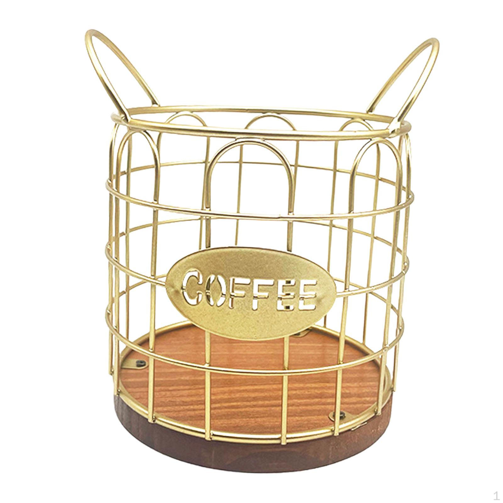 

Корзина для кофейных капсул, металлическая проволока с ручками, контейнер, органайзер для прилавка S золотой