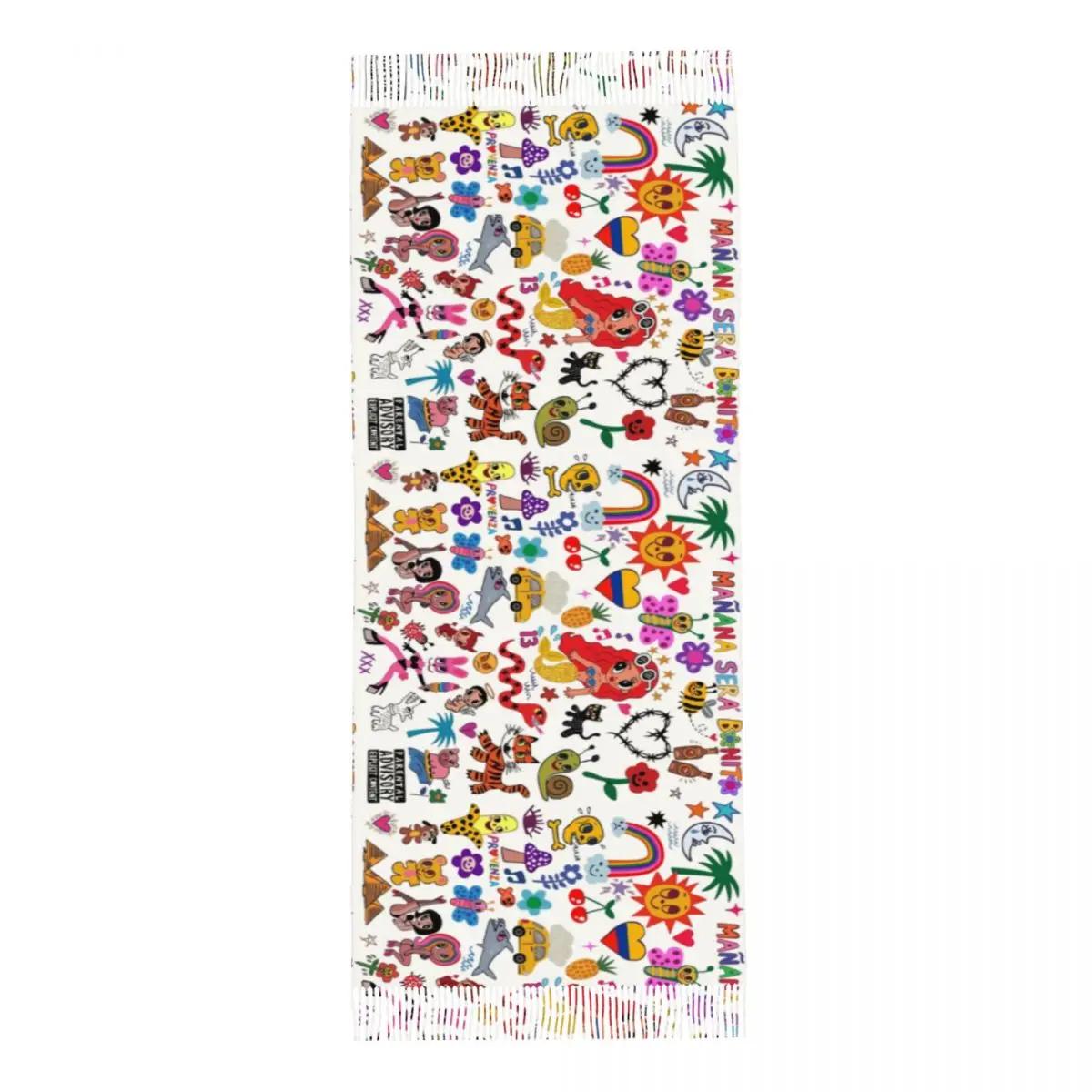 

Женский шарф с кисточками Manana Sera Bonito Karol G Длинный зимний осенний шаль и накидка Повседневная носка Пашминовые шарфы One Size