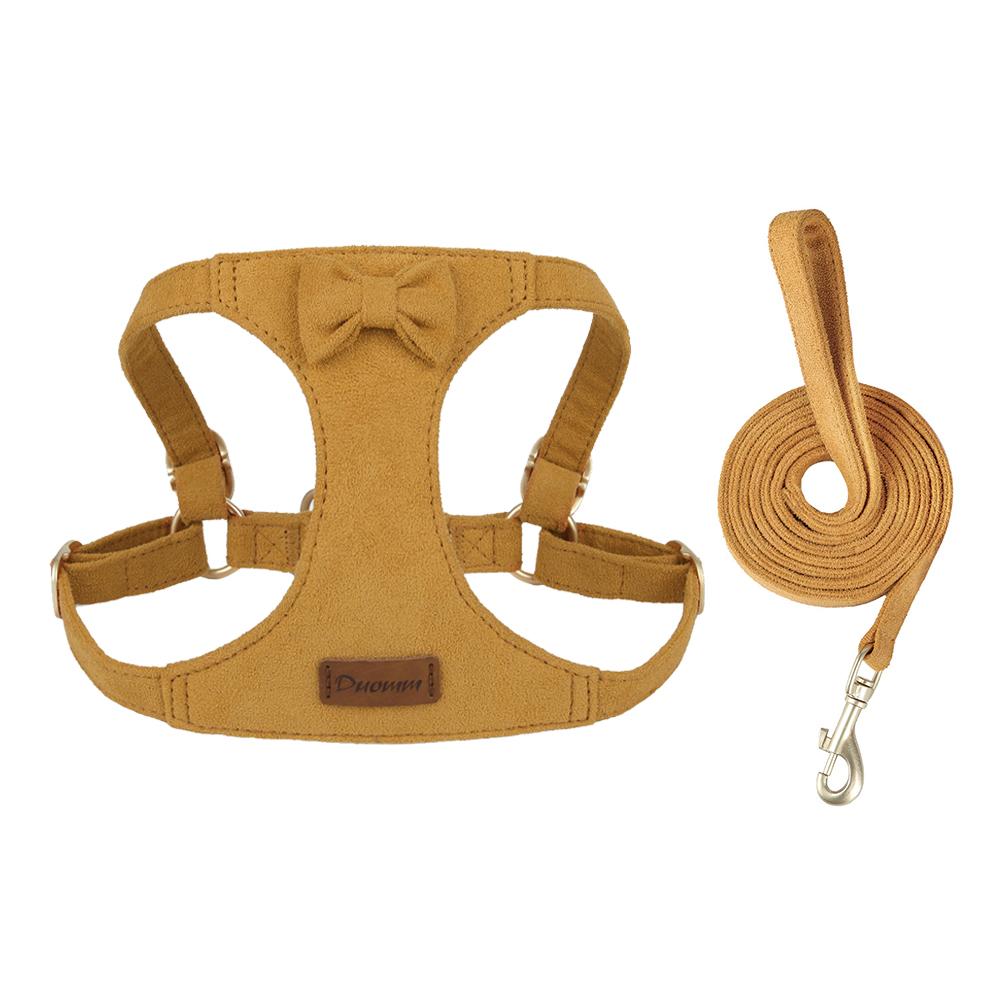 Trendy Premium Suede Dog Harness Leash Set - Adjustable Pet Chest Strap Soft & Durable Puppy Kitten Fashion Accessories