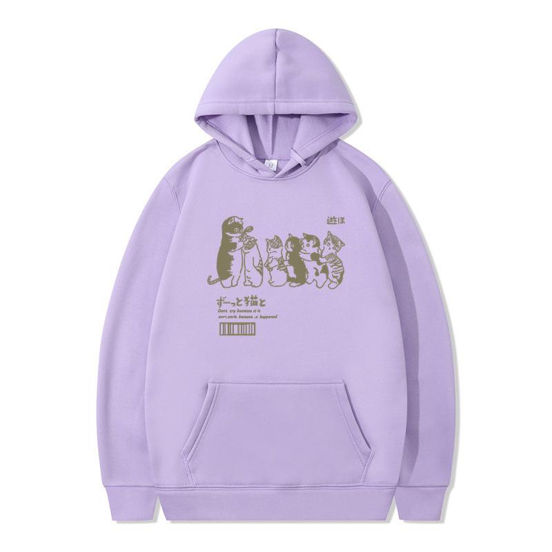 Autumn and Winter Hip Hop Cat Shower Street Printed Sweater Men