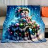 Festive Snowman with Ornaments Pattern Blanket Flannel Material Soft Warm for All Seasons,For Home Outdoor Camping Picnics RV