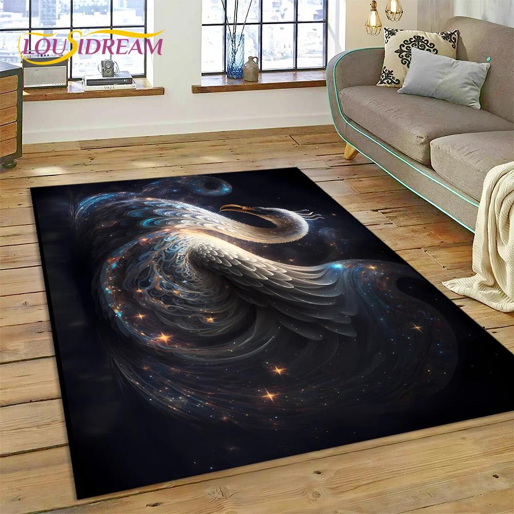 Love Swan Cartoon Cygnus Girl Gift Carpet Rug for Home Living Room Bedroom Sofa Doormat Decor,Kids Area Rug Non-slip Floor Mat