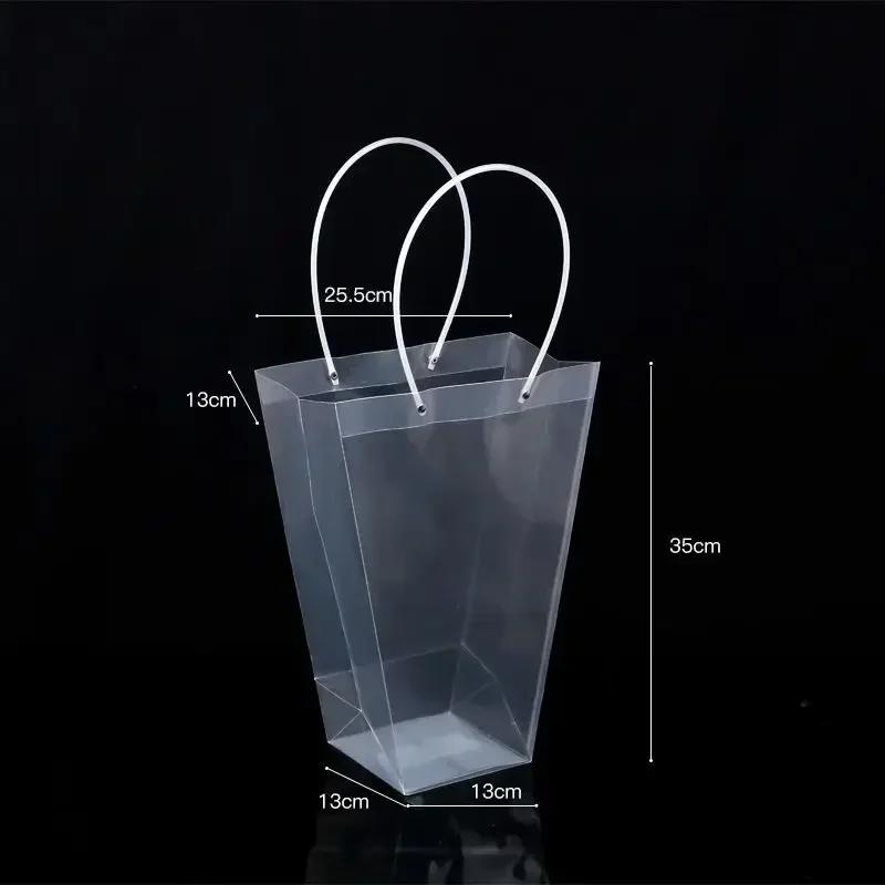 10piece A Trapezoidal Transparent Flower Handbag Waterproof OPP Square Handheld Flower Bag Gift Bouquet Packaging Handbag