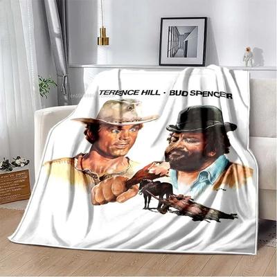 Manta Estampada Terence Hill y Bud Spencer Personaje de Comedia Cálida Fina Franela Suave y Cómoda Manta para el Hogar Viaje Regalo