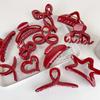 Red Series Geometry Hair Claw For Women Girls Elegant Hairpins Shark Clips Crab Barrettes Fashion Hair Accessories