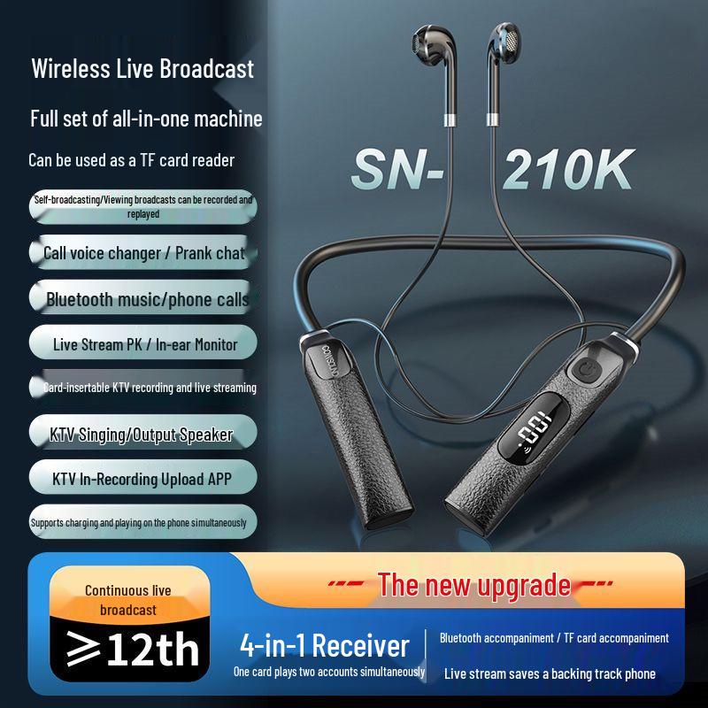 

Yinlü Shi SN210K Live Streaming Microphone Headset & Wireless Monitoring Earbuds Set