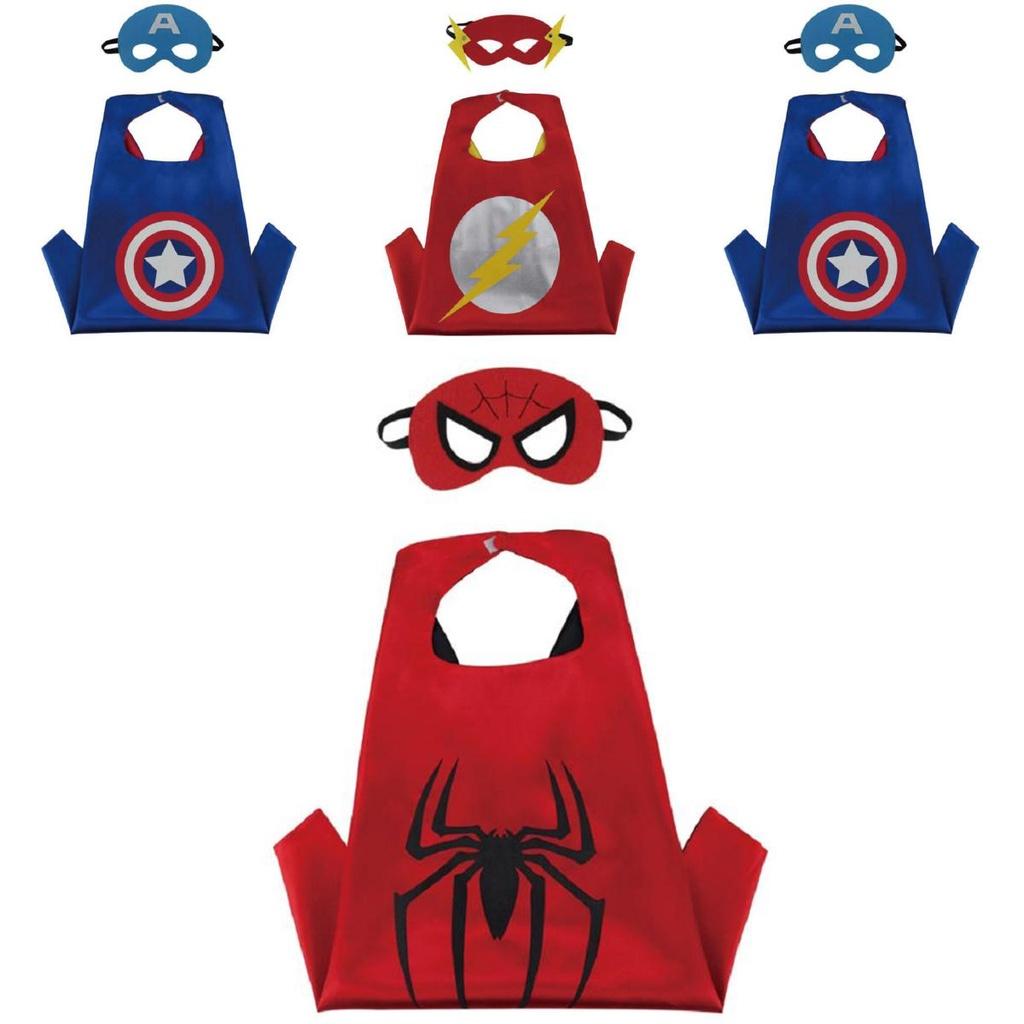 Colorful Marvel Anime Cosplay Superhero Cloak And Mask For Childrens Fancy Dress