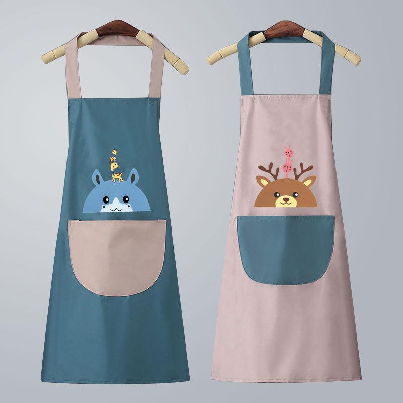 Waterproof Oilproof Cute Kitchen Apron with Hand Wipe for Men and Women