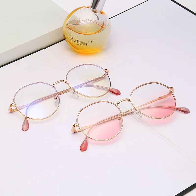 Myopia Glasses Women Blue Light Computer Eyeglasses Girls Metal Round Frame Shortsighted Eyewear -1.0 -1.5 -2.0 -2.5 To -6.0