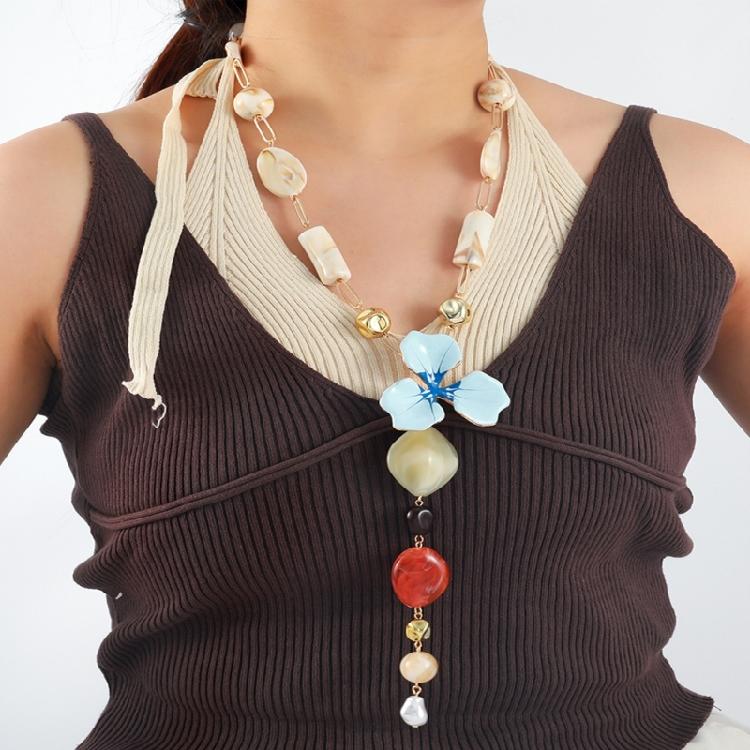 Eye Catching Overscale Floral Resin Pendant Necklace Daily Wear Neckchain Elegant Jewelry for Parties Event