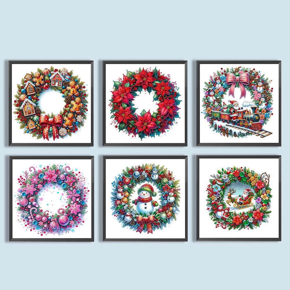 5D DIY Teilweise Speziell Geformter Bohrer Diamantmalerei Set Weihnachtskranz 30x30cm