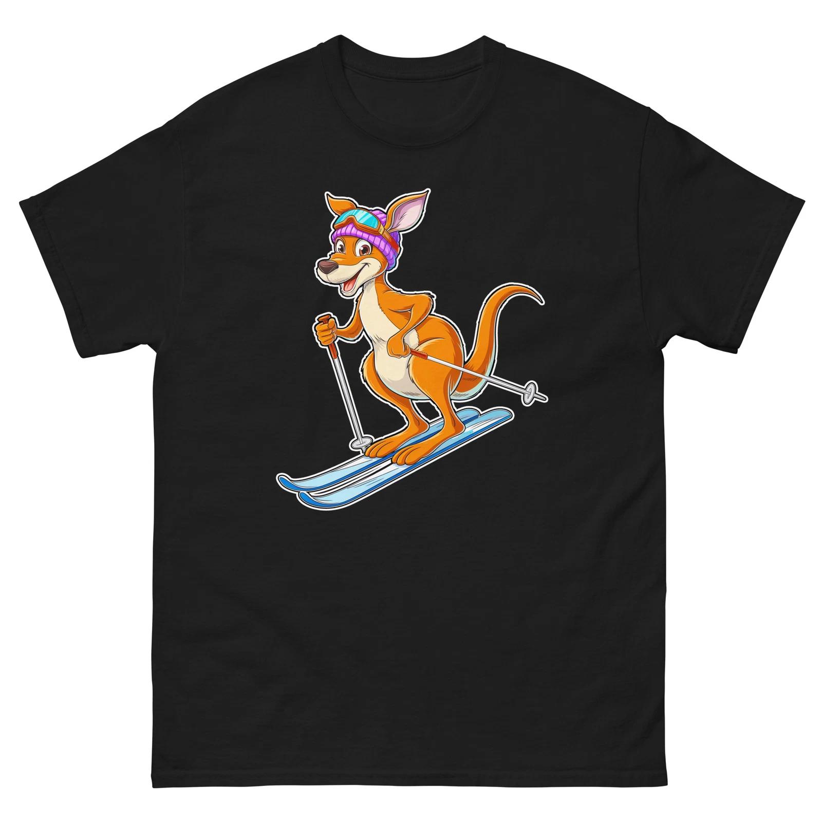 

Kangaroo Skiing Skier Fun Cartoon Ski Shirt T-Shirt 4XL