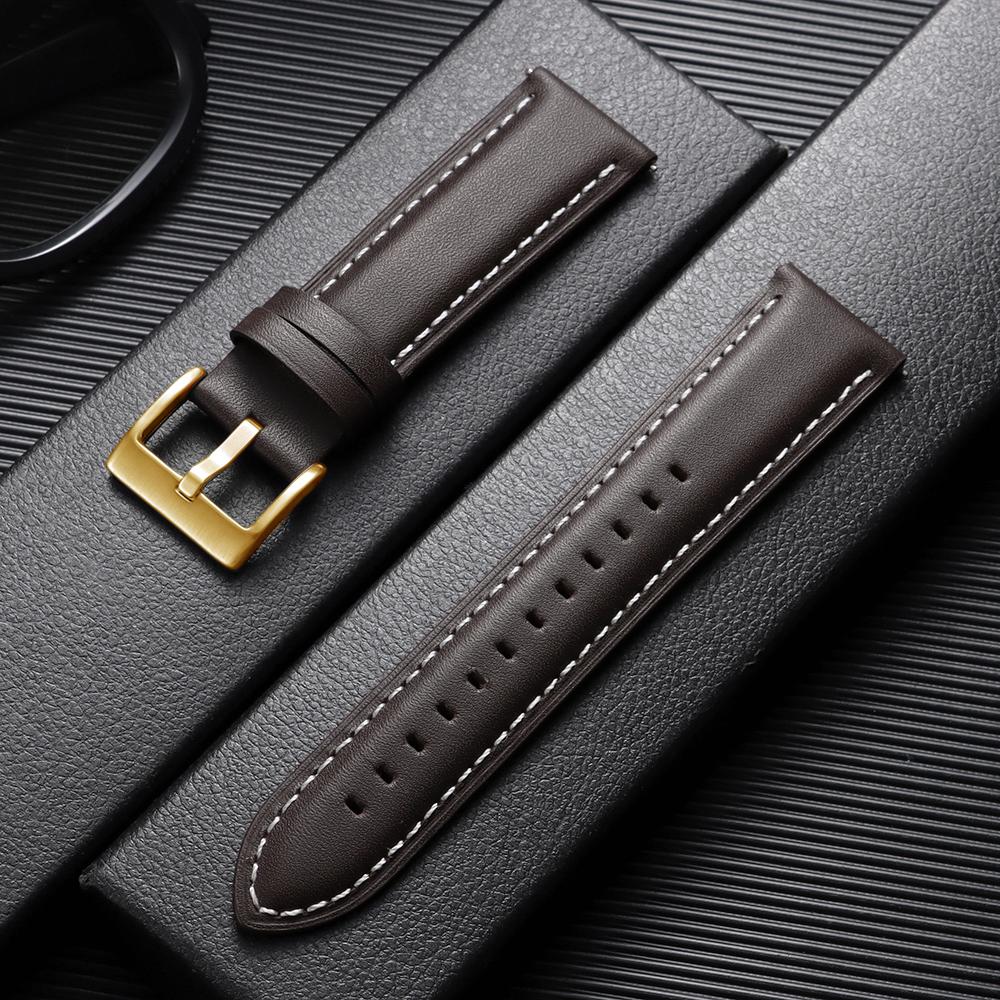 Top-grain Calfskin Leather Watch Band Quick Release 18mm 20mm 22mm Watch Straps Vintage Brown Black Cowhide Bands for Men Women