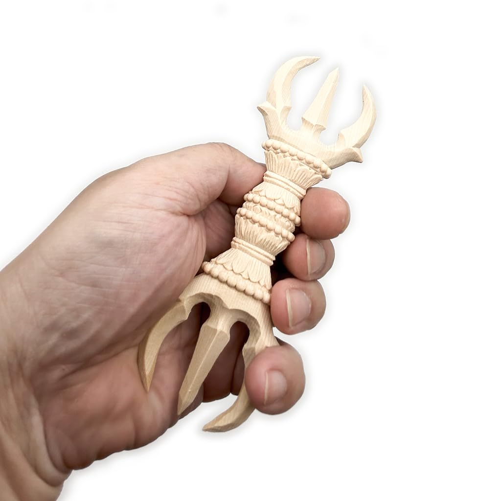 HU Trading Wood Carved Buddhist Fixtures Sanko Pestle 15cm Dharma Instrument Vajra Pestle Esoteric Buddhism Dharma Tool g27941