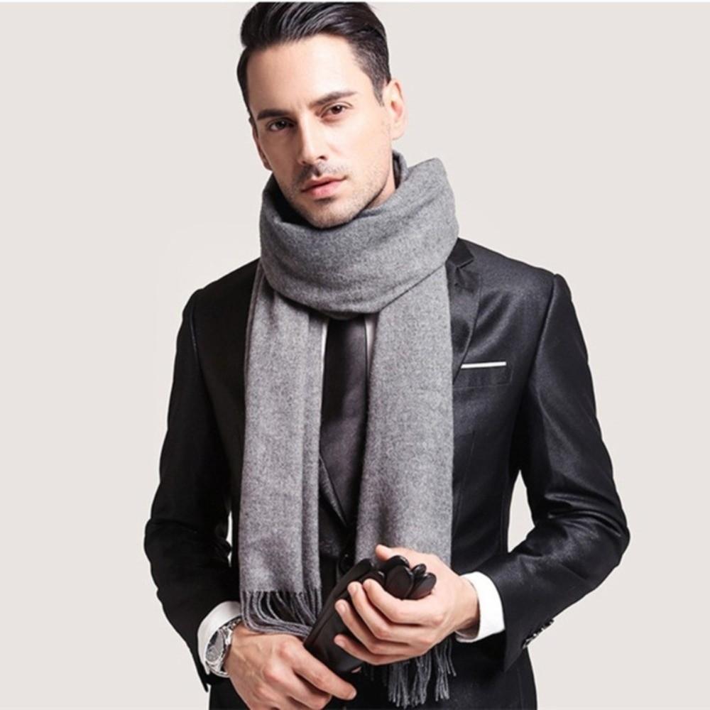 Solid Color Warm Scarf Long Tassel Shawl Fashion Men Scarf