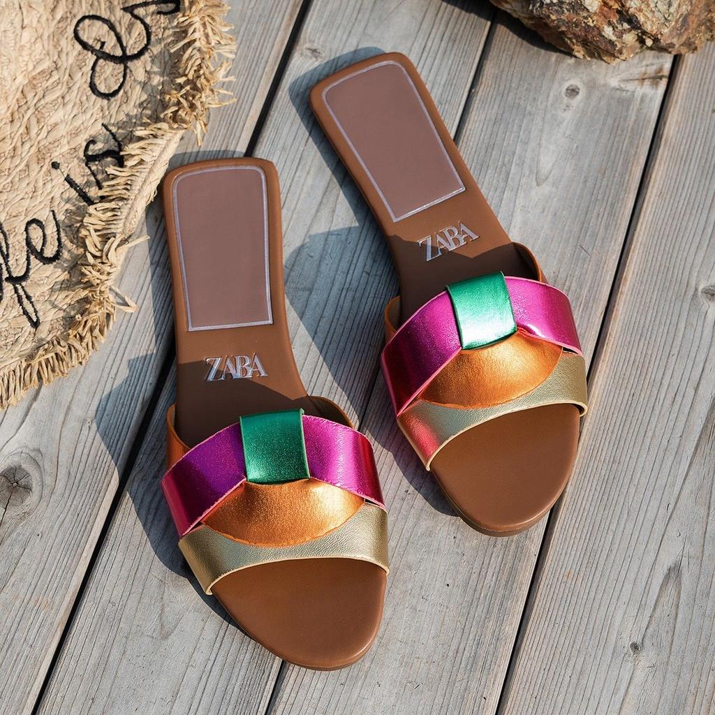 Fashion 2025 New Women's Extra Large Size Flat Flip Flops Cross Design Solid Color Indoor Outdoor Sandals Fashionable Casual Slipper