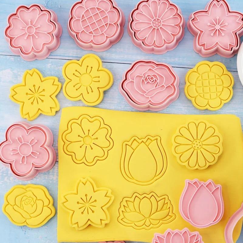 3D Blumen Ausstechformen Sakura Pflaume & Zeichentrickfiguren Fondant Kuchen Dekorierwerkzeuge zum Backen Handwerkliche Butterplätzchen Werkzeuge