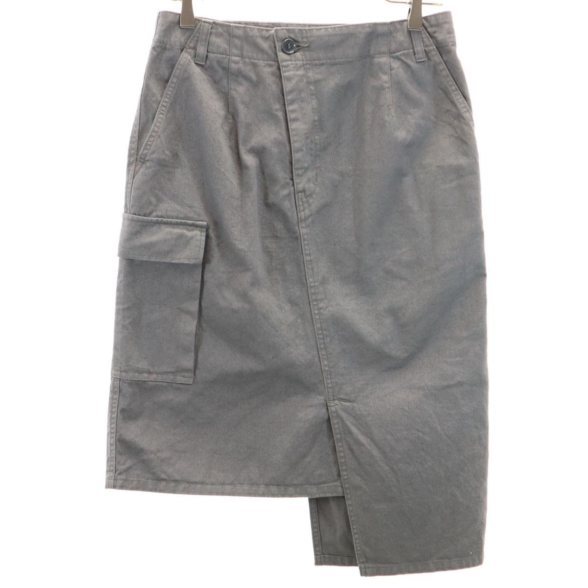 

ZUCCa Linen Blend asymmetry Midi Skirt M gray cargo Women Used