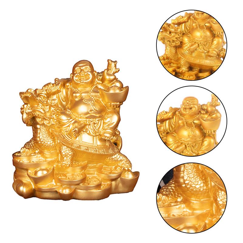 1PC Fortune Figurine Laughing Buddha Statue Chinese Feng Shui Resin God of Wealth Home Decor